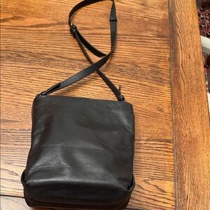 J. Crew Black Leather Messenger Bag
